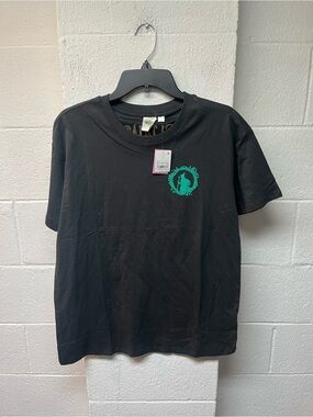 Dark Gray Short-Sleeve Tee with Teal Chest Graphic Wicked Elphaba